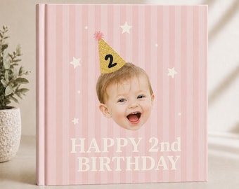 Álbum de fotos de cumpleaños personalizado, álbum de recortes con la cara de los niños a medida, regalo para fiestas de cumpleaños
