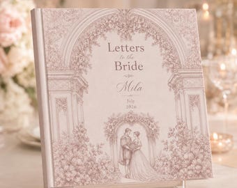 Personalized Letters To The Bride Wedding Scrapbook, Custom Wedding Vow Book Keepsake, Vintage Toile Vow Books Bride and Groom Gift