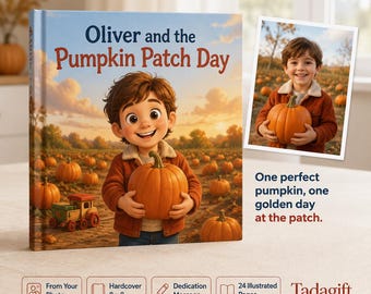 Personalized Fall Book for Kids, Pumpkin Patch Day Story, From Your Photo, Hardcover Keepsake Gift