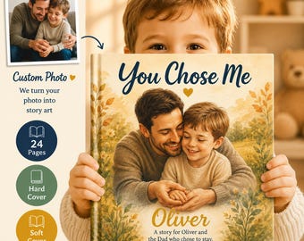 Personalized You Chose Me Bonus Dad Book, Step Dad Fathers Day Gift For Husband, Stepdad Keepsake Storybook, Gift For Bonus Dad