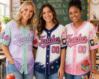 Custom Teacher Baseball Jersey, Personalized Grade Level & Name Pinstripe Shirt, Back to School Outfit, Teacher Appreciation