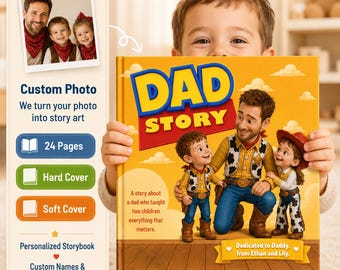 Personalized Dad Story Children Book, Toy Father’s Day Gift Daddy and Kids Storybook, Daddy Toy Gift, Custom Children Names Story Book Gift