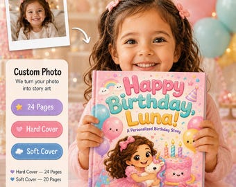 Personalised Happy Birthday Children Book, Custom Name Happy Birthday Boy Girl Toddler, Birthday StoryBook Gift, Baby Birthday Keepsake