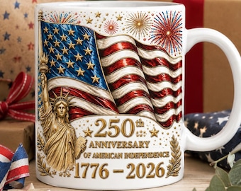 America 250th Anniversary Coffee Mug, Semiquincentennial Gift for Patriot, 4th of July USA Independence Day Cup, Statue of Liberty Mug
