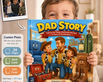 Personalized Dad Story Children Book, Toy Father’s Day Gift Daddy And Kids Storybook, Dad Toy Gift, Custom Cartoon Character StoryBook