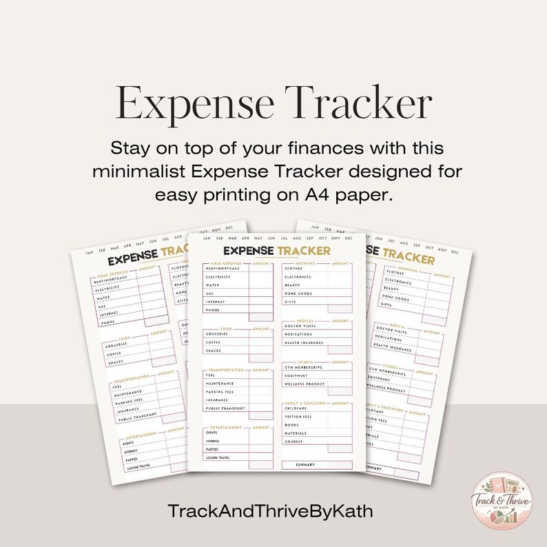 Expense Tracker Printable | Minimalist Design (digital Download) - Etsy
