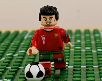 MOC-- Cristiano Ronaldo Minifigure - The Legend #7 & Siuuu King, Birthday Gift for Soccer Lovers