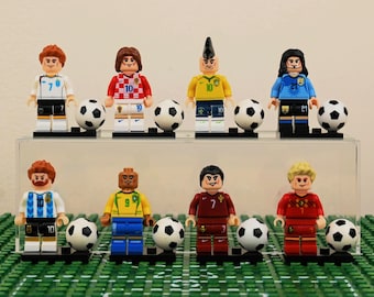 MOC-- 8 Football Stars - Brick Play, Desk Decor, Lego Compatible, Birthday Surprise for Boys