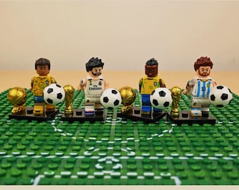 Soccer Minifigure Set – Messi, Neymar, Ronaldinho, Mostafa – Birthday Gift for Fans