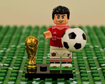 MOC-- CR7 - Minifigura, juguete de construcción, compatible con Lego, regalo para el Día del Niño, 5 Balones de Oro