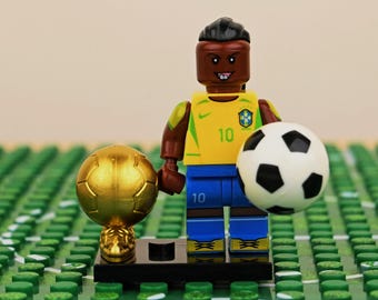 MOC-- Ronaldinho Minifigure, Soccer Magician, Lego Compatible Birthday Gift, Children's Day