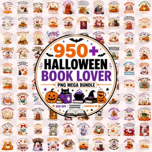 Paquete PNG para amantes de los libros de Halloween, lector fantasma literario, diseño de sublimación para club espeluznante, archivo digital