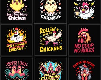 Funny Chicken PNG & SVG BUNDLE | Farm Humor Clipart | Adult Meme Design | Sublimation Graphic | Digital