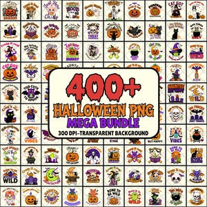 Pacchetto PNG di Halloween / Collezione autunnale spettrale / Grafica fantasma, zucca e strega / Sublimazione autunnale retrò
