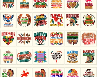 Ensemble PNG Amérindien | Icônes culturelles, motifs du patrimoine tribal, symboles d'animaux sacrés pour la sublimation