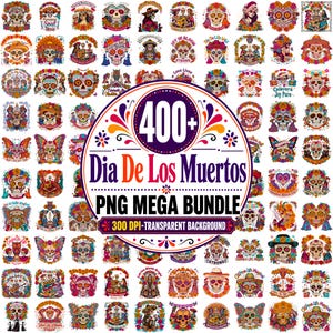 Dia De Los Muertos PNG Bundle | Catrina Skull Portraits | Mexican Fiesta Artwork | Skeleton Couple