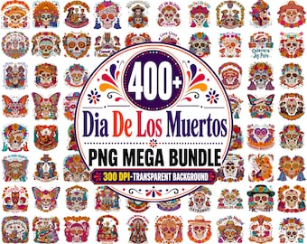 Dia De Los Muertos PNG Bundle | Catrina Skull Portraits | Mexican Fiesta Artwork | Skeleton Couple