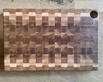 Geometric End Grain Cutting Board | Maple Oak Butcher Block | Modern Charcuterie Board