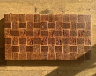 End Grain Cutting Board | White Oak Walnut Butcher Block | Mosaic Chopping Block