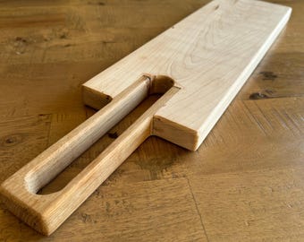 Maple Serving Board with White Oak Handle | Handcrafted Charcuterie Cheese Bread Board
