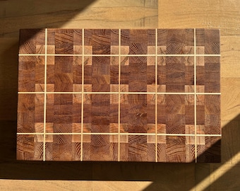 End Grain Cutting Board | White Oak Maple Butcher Block | Handmade Thick Chopping Block