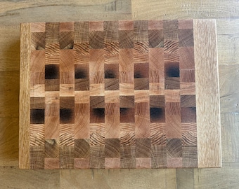 End Grain Cutting Board | White Oak & Maple Butcher Block | Handmade Chopping Block