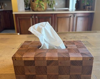 End Grain Checkerboard Tissue Box Cover