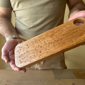 White Oak Serving Board with Round Hand Grip | Handmade Charcuterie Board image 5