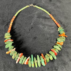 Stunning Vintage Navajo Turquoise and Coral Necklace