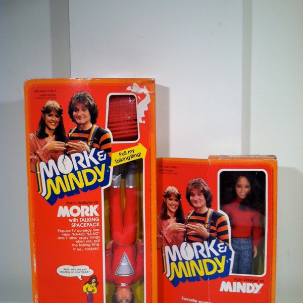 Vintage Mork and Mindy dolls - NIB - 1979.