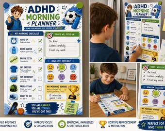 Tabella della routine mattutina per bambini con ADHD / Lista di controllo visiva (download digitale)