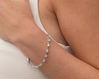 Lab Grown Diamond Tennis Bracelet, 5.20 CT Mixed Cut, 14K Solid Gold Jewelry