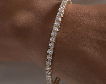 Lab Grown Diamond Tennis Cuff Bracelet, 14K Solid Gold Tennis Bangle, Diamond Open Cuff for Women, Luxury Diamond Bracelet, Jewelry Gift