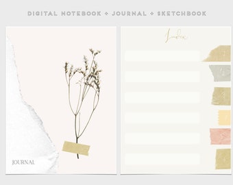 Digital notebook, digital journal, Goodnotes notebook, Goodnotes journal, Goodnotes cover pages, digital sketchbook, notability notebook