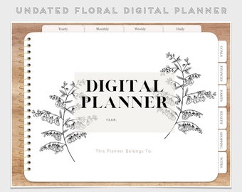Undated Digital planner, goodnotes planner, notability planner, Digital journal, daily digital planner, planner digital