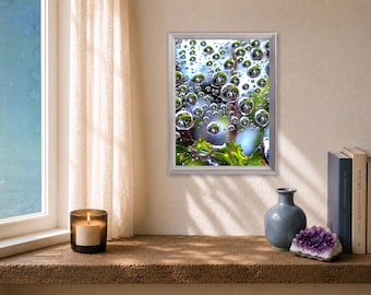 Dew Drop Meditation Photo, Spiritual Nature Art, Small Print with Poem