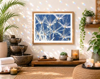 Dandelion With Dew Nature Photography, Small Art Print With Poem
