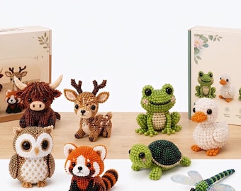 Kit bricolage animal en perles 3D, ensemble tout-en-un pour débutants, kit de fabrication de porte-clés animal mignon de la forêt, cadeau esthétique pour artisans
