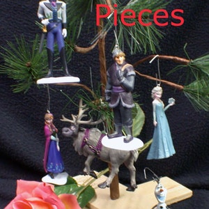 FROZEN 6 Pi set Elsa, Anna, Hans, Kristoff, Olaf, Svan Christmas Tree Ornaments Disney Princess, Snowman, Moose, Sisters.
