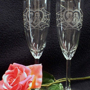 Corpse Bride Halloween Wedding YOU PICK Glasses or Cake Knife set Regular or Personalized