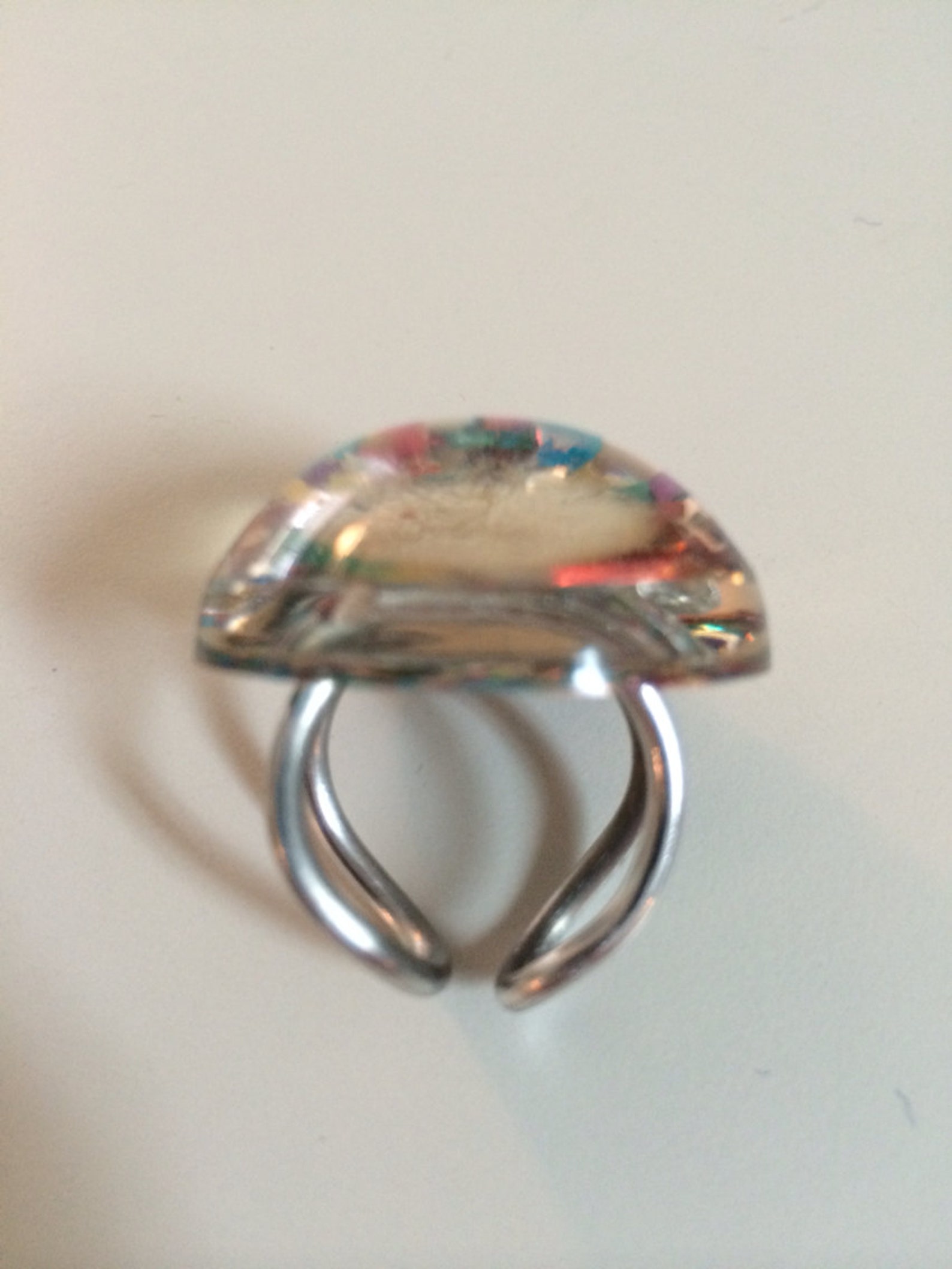 Snow Globe Illusion Ring Glitter Ring Dome Ring Huge Etsy