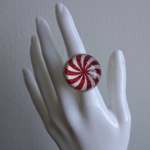 Peppermint Drop Ring - MoonTideArt Original - Candy Cane Ring - Handmade in the USA - Stocking Stuffer - Peppermint Candy -Ring - Peppermint