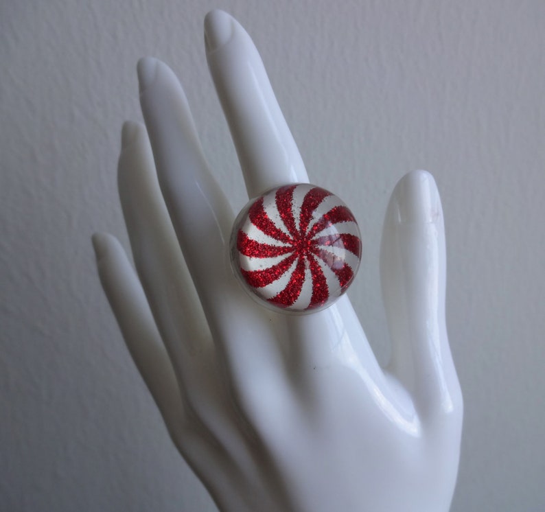 Peppermint Drop Ring Moontideart Original Candy Cane Ring Etsy