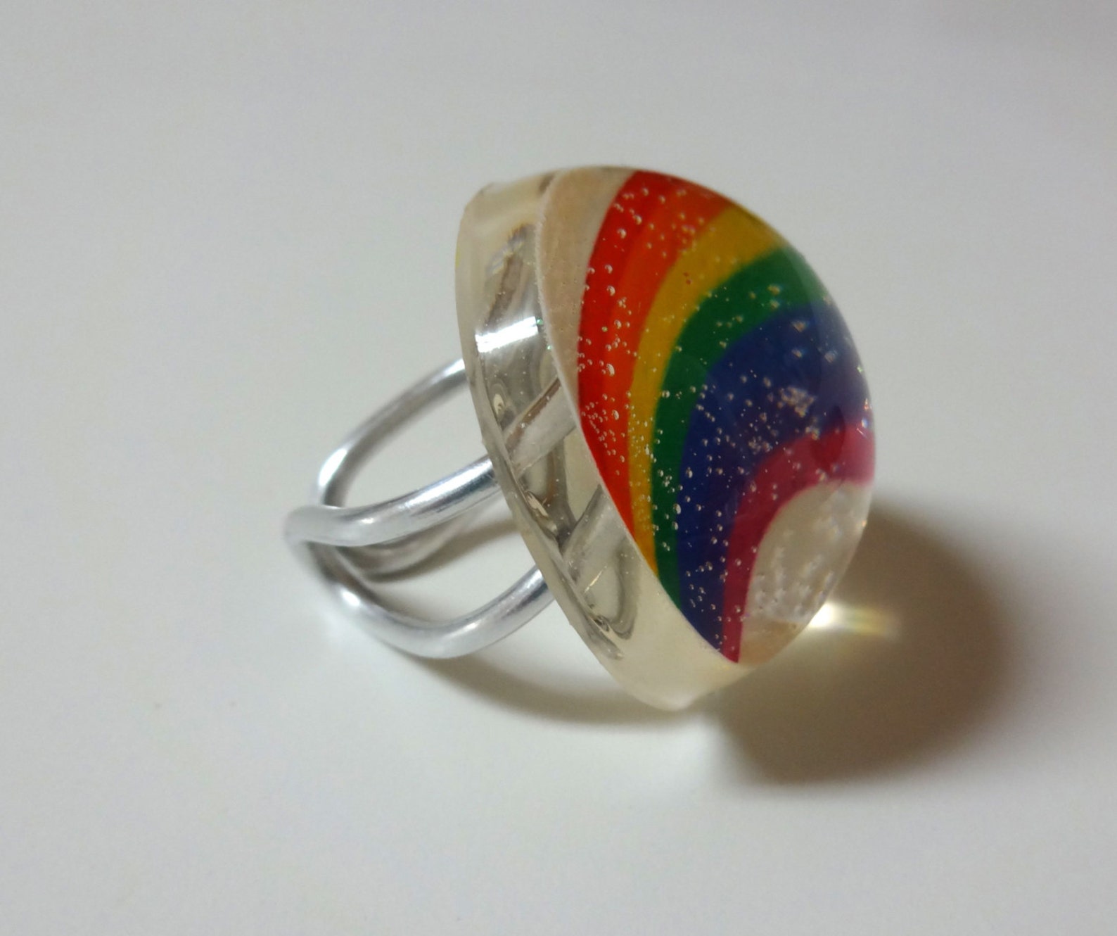 Rainbow Ring Rainbow Jewelry Handmade Resin Rainbow Etsy