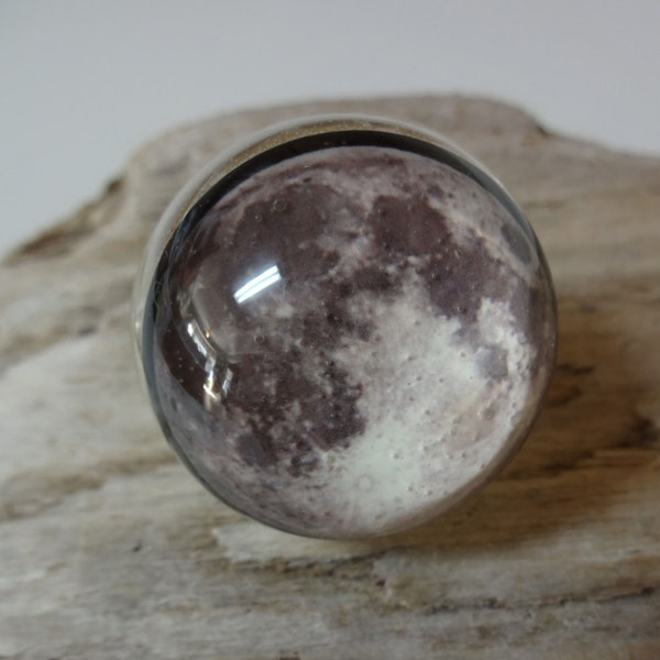 Full Moon Ring - Handmade - Snow Globe Ring - Moon Ring - Space Jewelry - SuperMoon - Moon - Full Moon - Moon & Stars Jewelry - Photo - NASA