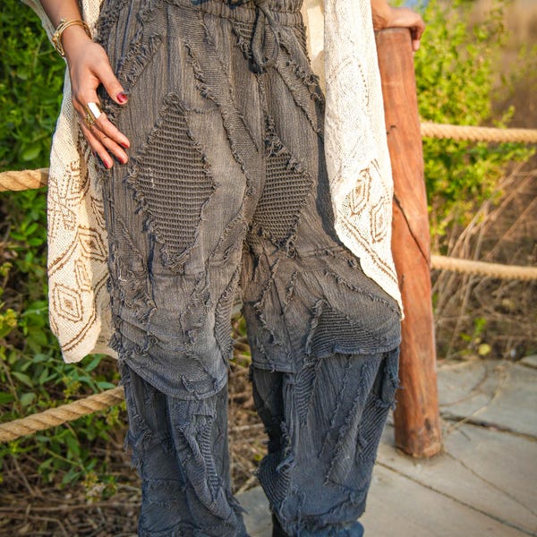 Boho Patchwork Cotton Harem Trousers | Festival Lounge Pants