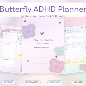 ADHD Planner Butterfly Digital, GoodNotes neurodivergent Planner, Gentle AuDHD Daily Printable Undated