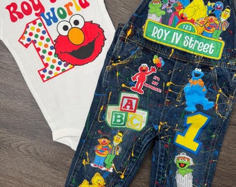 Custom Sesame Street Birthday Outfit | Personalized Elmo Cookie Monster Set