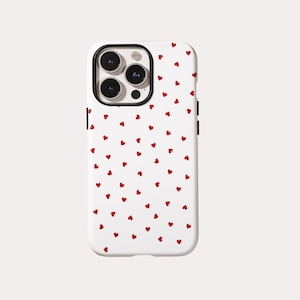 Coquette Tiny Scattered Red Hearts Case  - Simple Romantic Design, Sweet Girly Case iPhone 17 16 15 14 13 12 11 Pro Max, Samsung S26 S25
