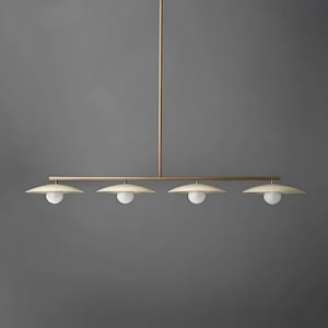 Halverwege de eeuw moderne lineaire kroonluchter melkglas bol lineaire hanglampen